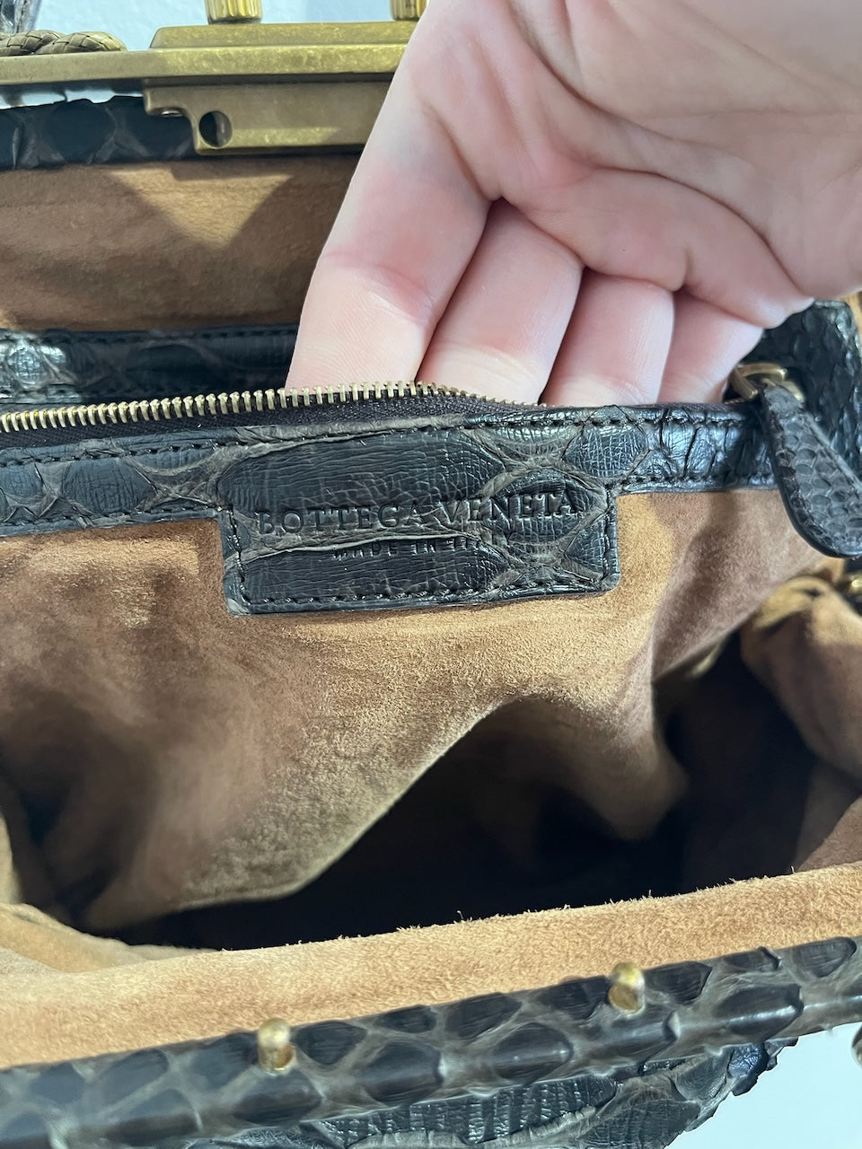 Sac Bottega Veneta python marron