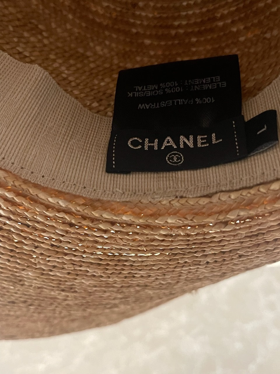 Chapeau Chanel en paille T.L NEUF