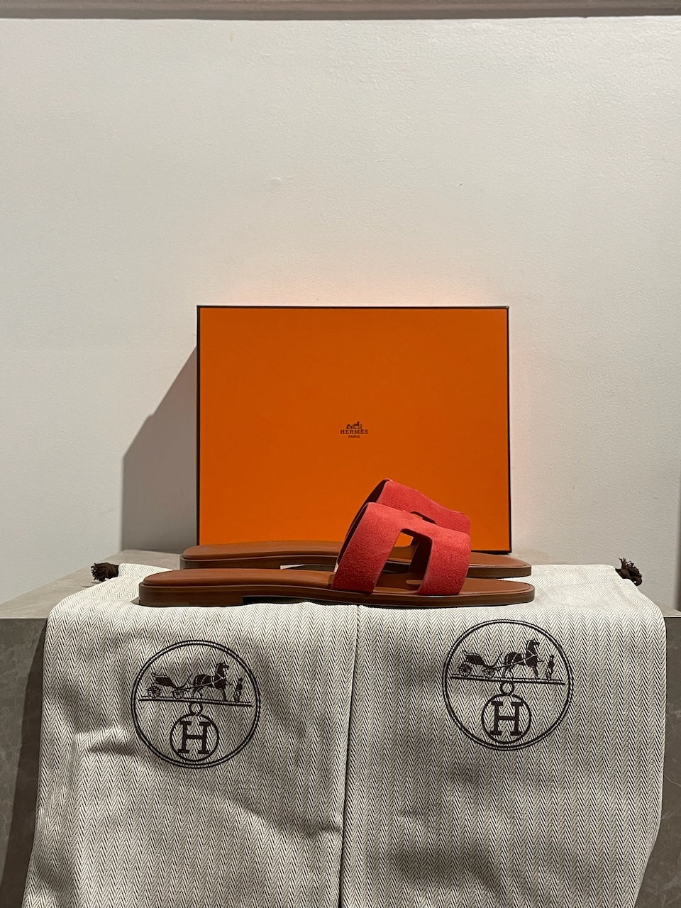 Sandales Hermès Oran rouge T.36,5