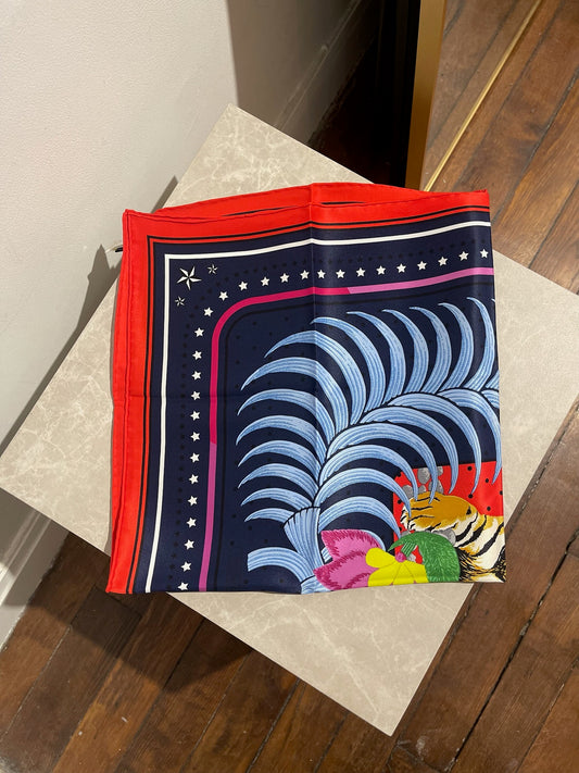 Foulard 70 Hermès Tigre Royal Fleuri