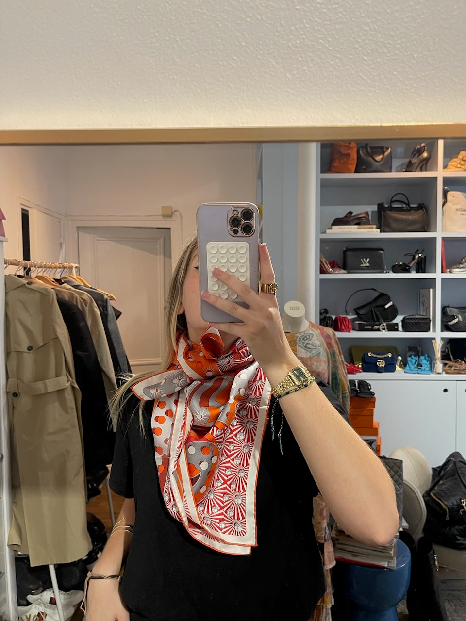 Foulard 90 Hermès orange Electrique