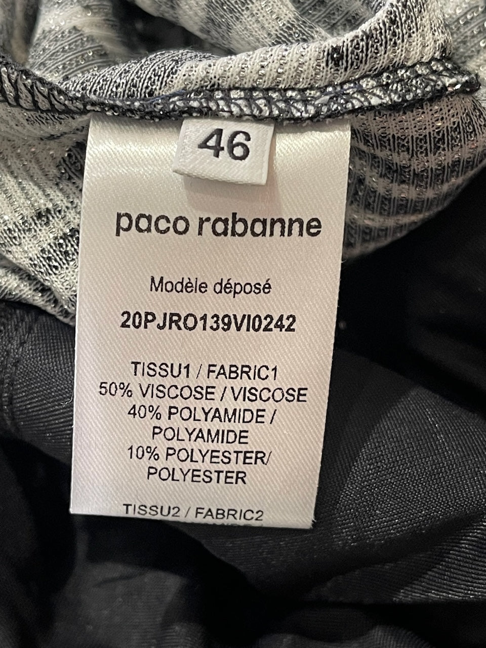 Robe Paco Rabanne zèbre T.46