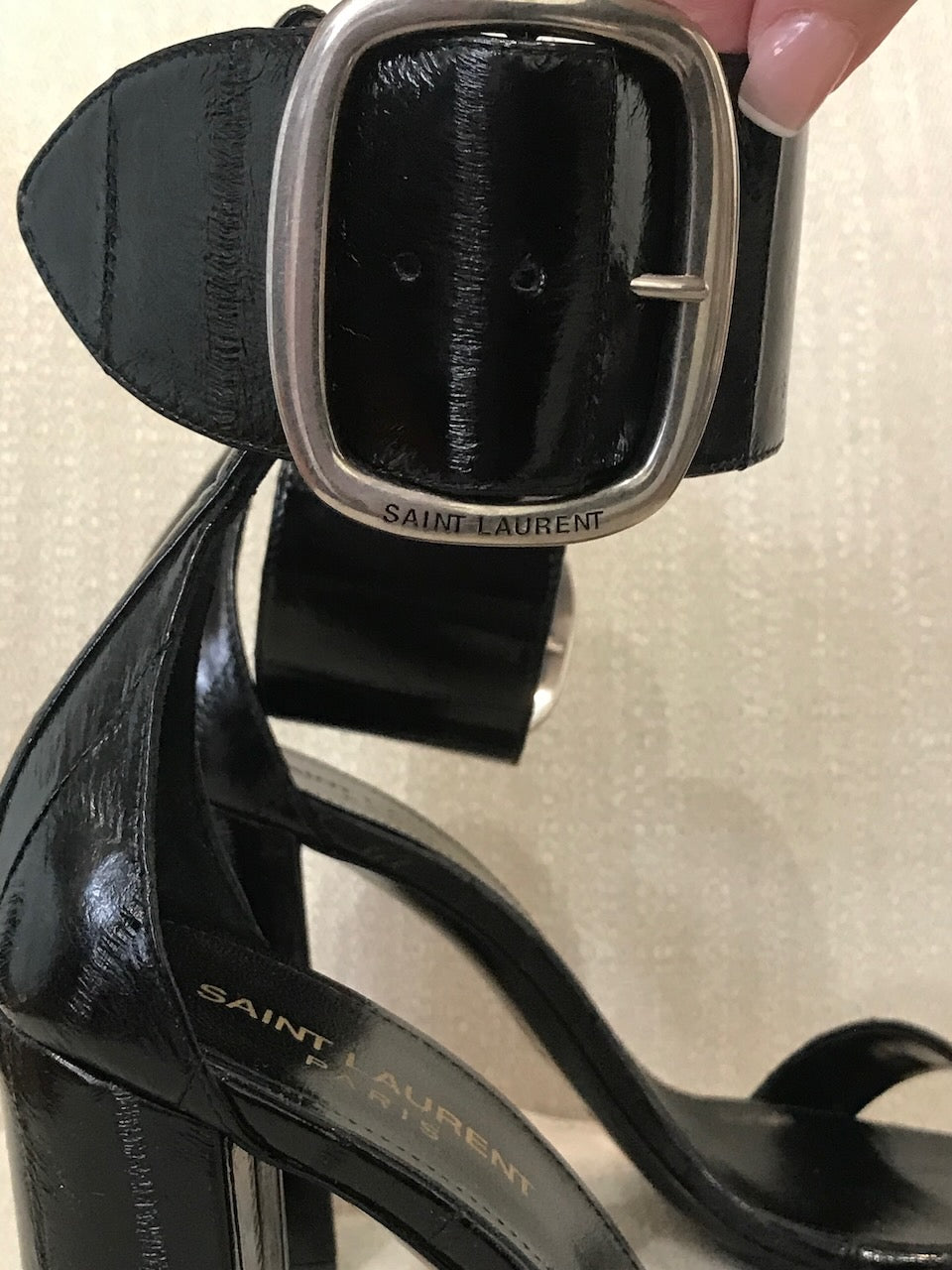 Sandales Saint Laurent noires T.38,5