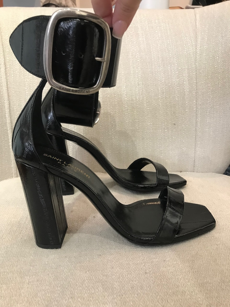 Sandales Saint Laurent noires T.38,5