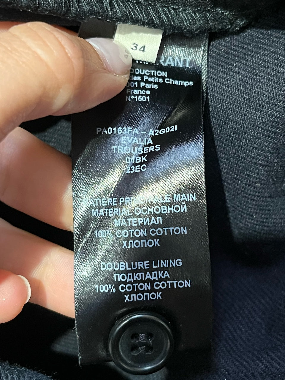 Pantalon Isabel Marant bleu marine T.34