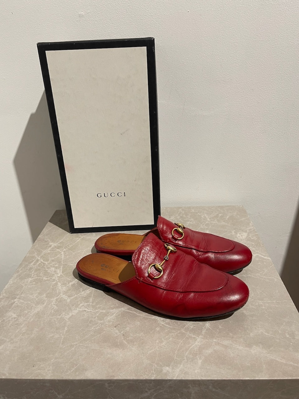 Mules Gucci Princetown rouge T.36,5