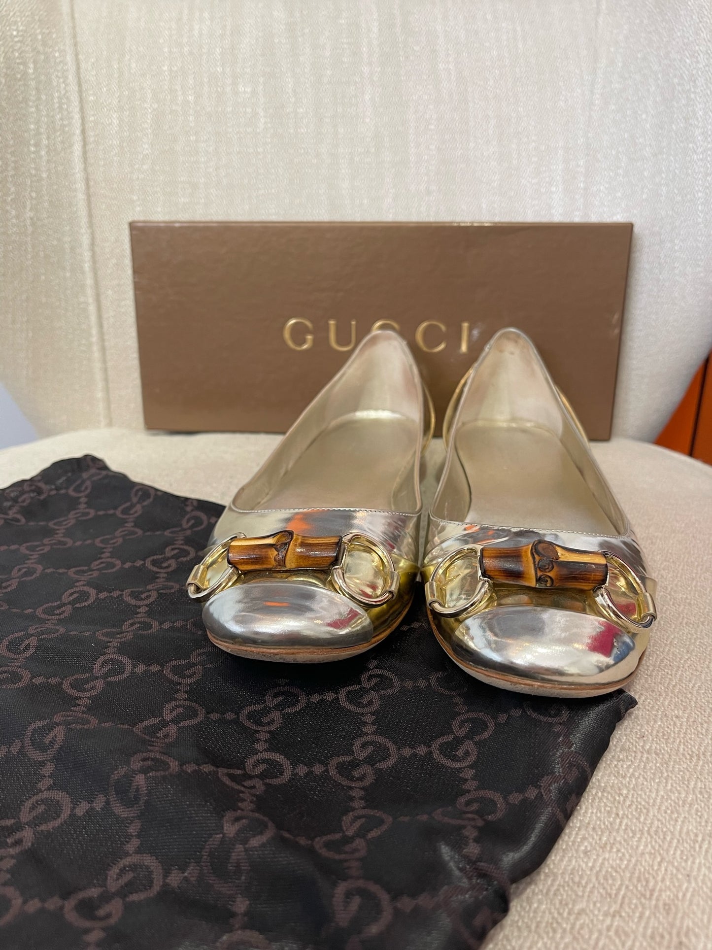 Ballerines Gucci argentées T.39,5