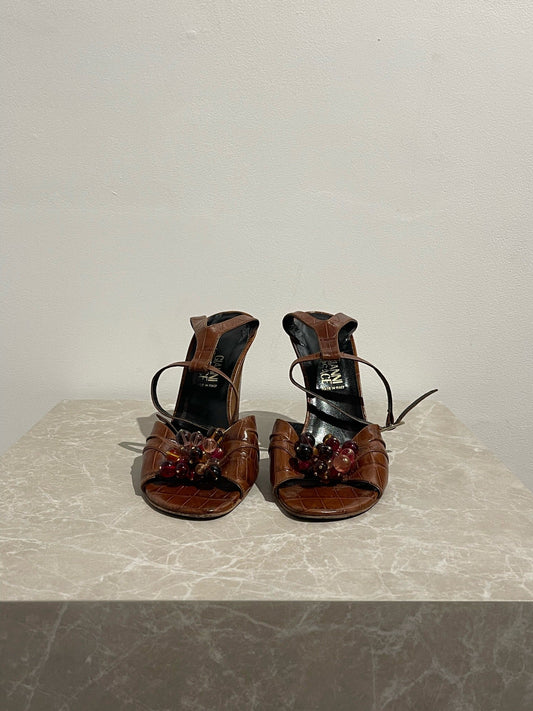 Sandales Gianni Versace marron T.37,5