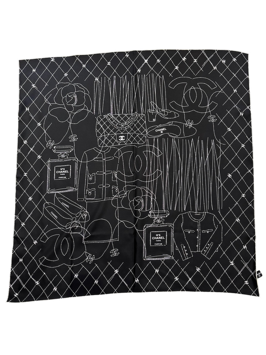 Foulard Chanel noir Camélia