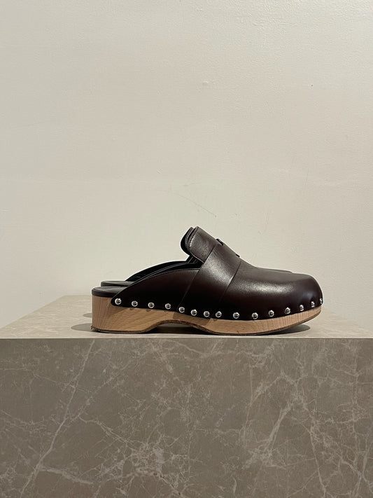 Sabots Hermès Calya marron T.37