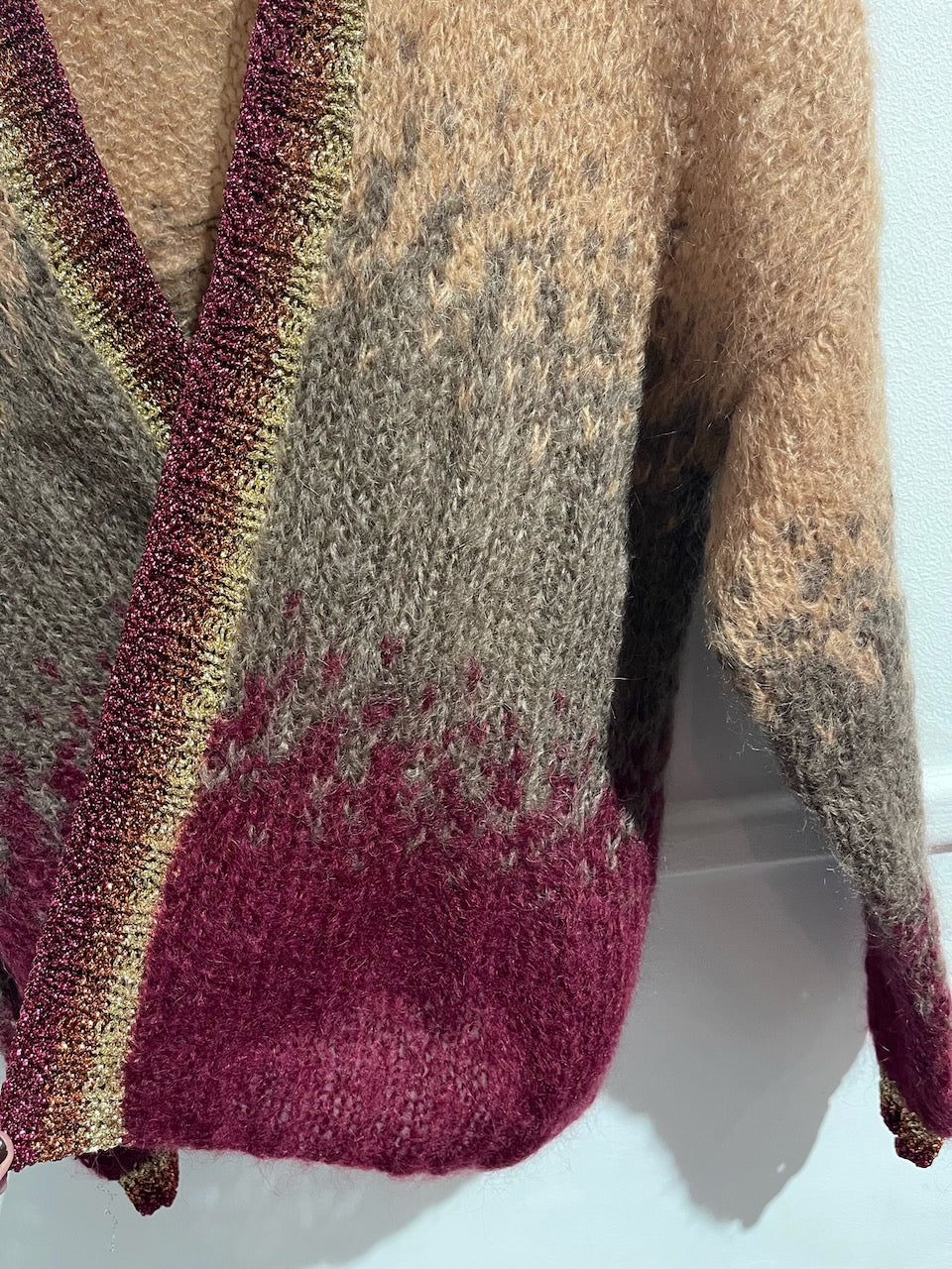 Gilet Rose Carmine beige / bordeaux T.U.