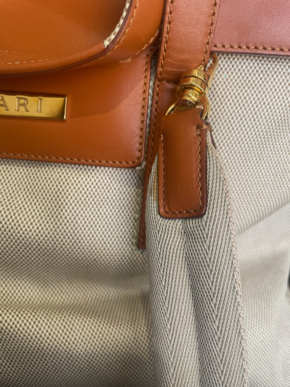 Sac Bulgari toile beige