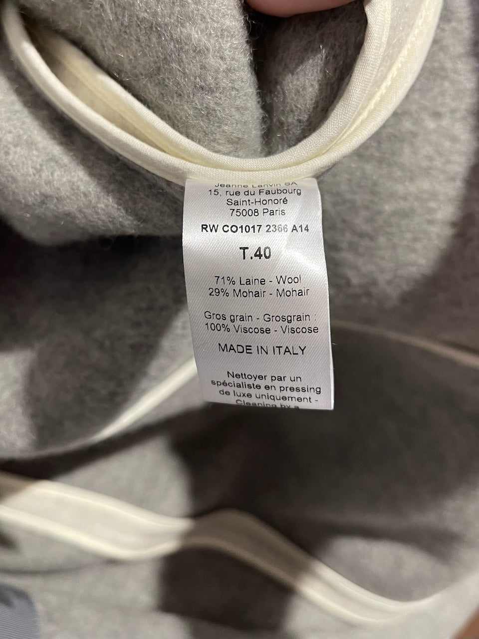 Manteau Lanvin gris T.40