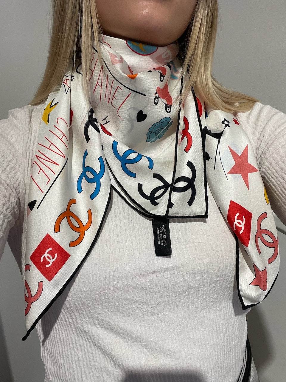 Foulard Chanel blanc Disco