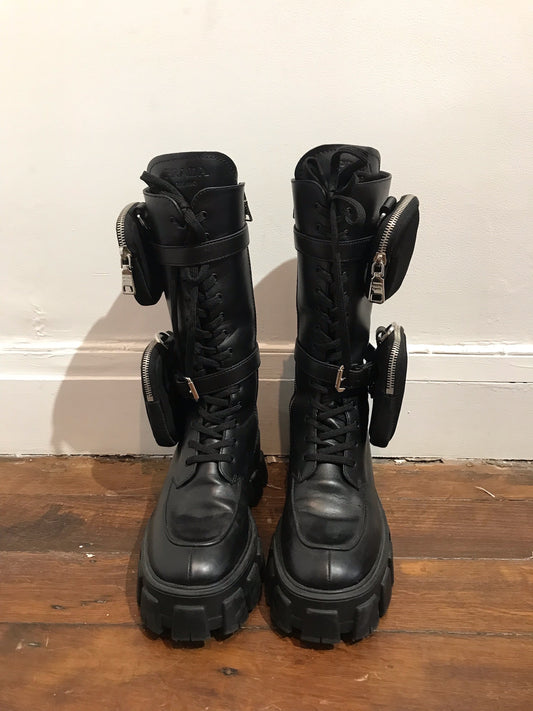 Bottes Prada Monolith noires T.37