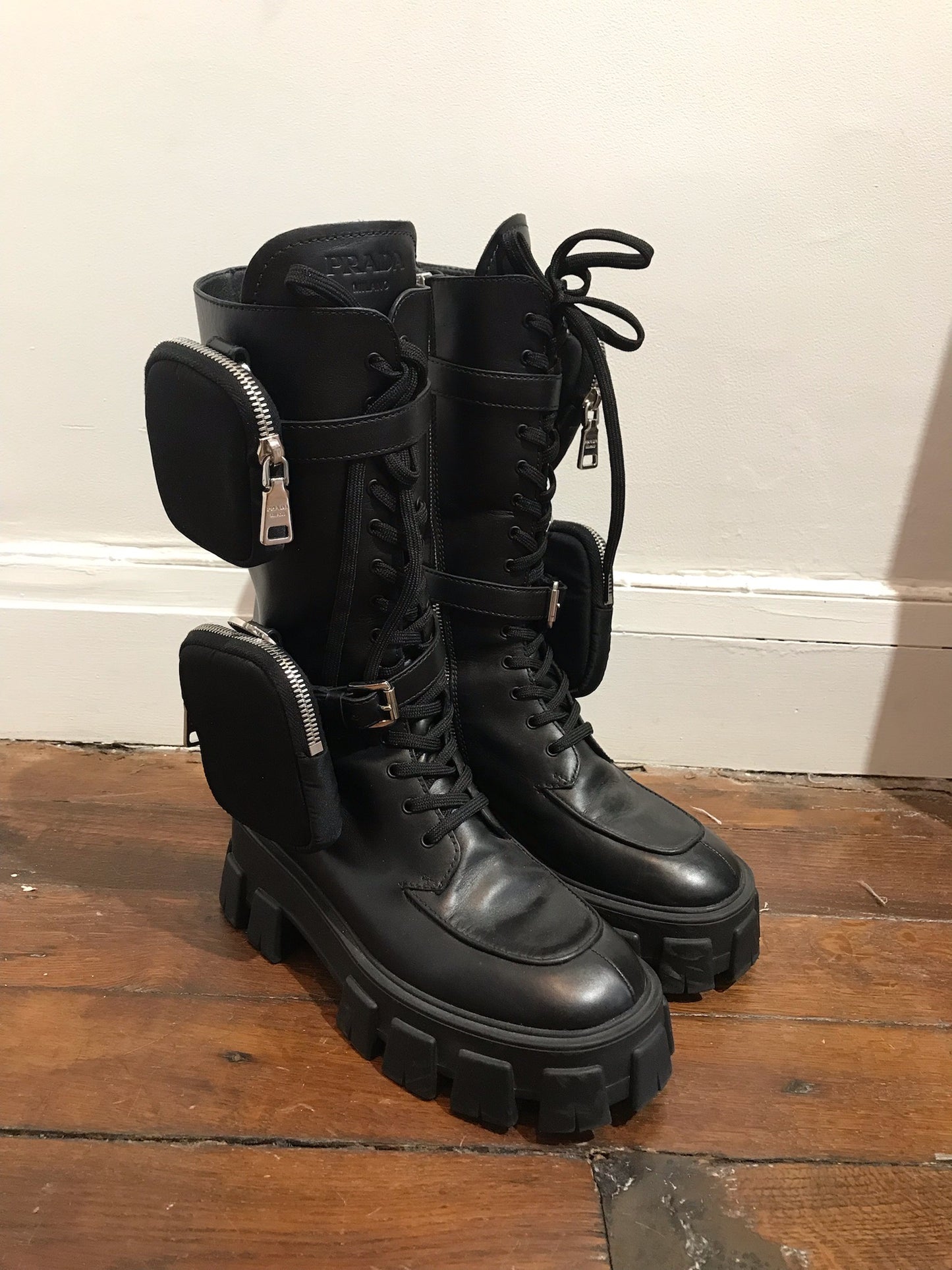 Bottes Prada Monolith noires T.37