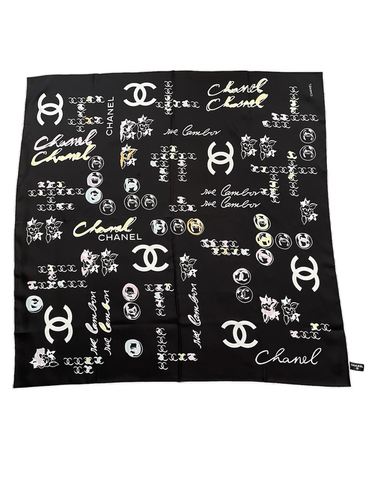 Foulard Chanel noir CC