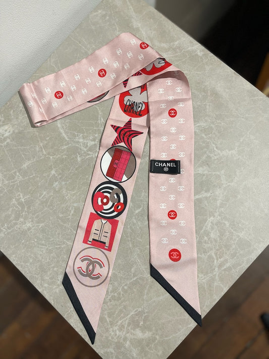 Foulard slim bandeau Chanel rose