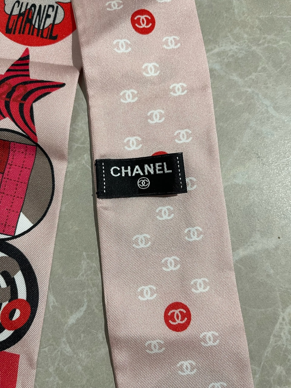 Foulard slim bandeau Chanel rose