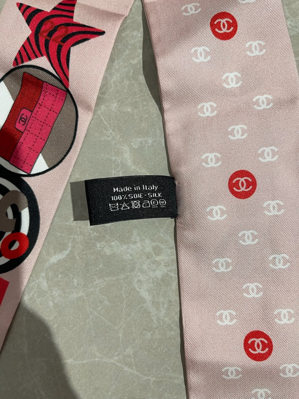 Foulard slim bandeau Chanel rose