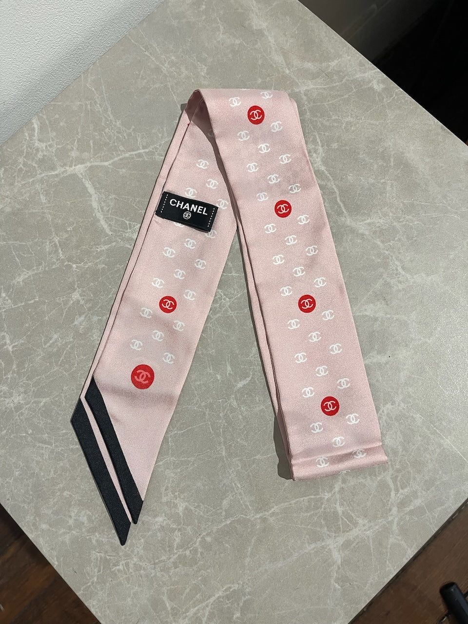 Foulard slim bandeau Chanel rose