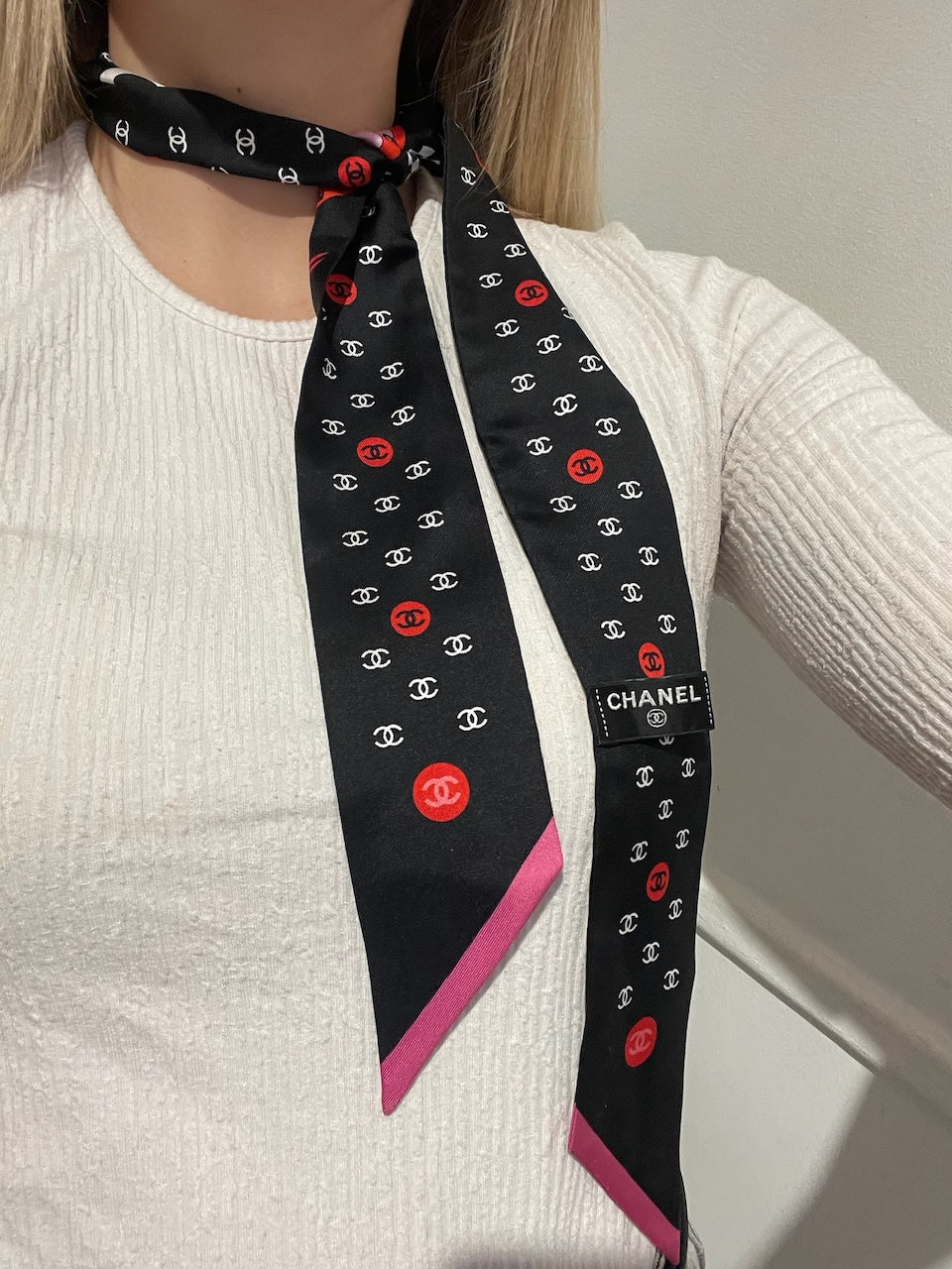 Foulard slim bandeau Chanel noir