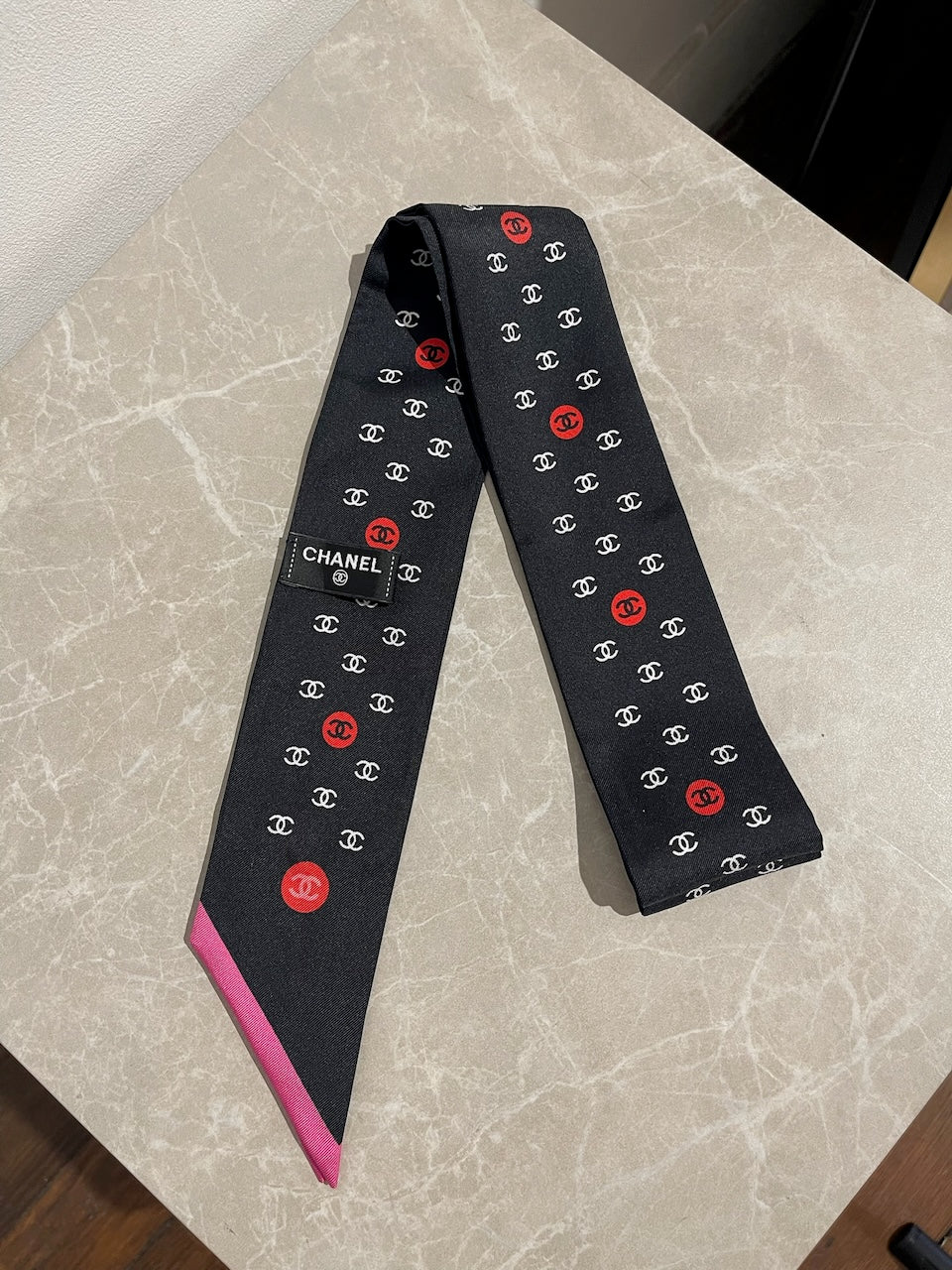 Foulard slim bandeau Chanel noir