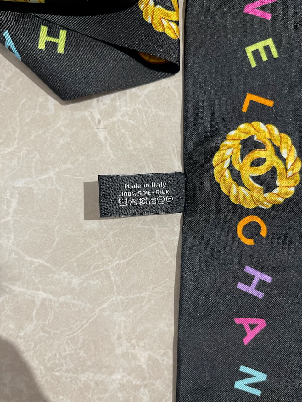 Foulard slim bandeau Chanel noir