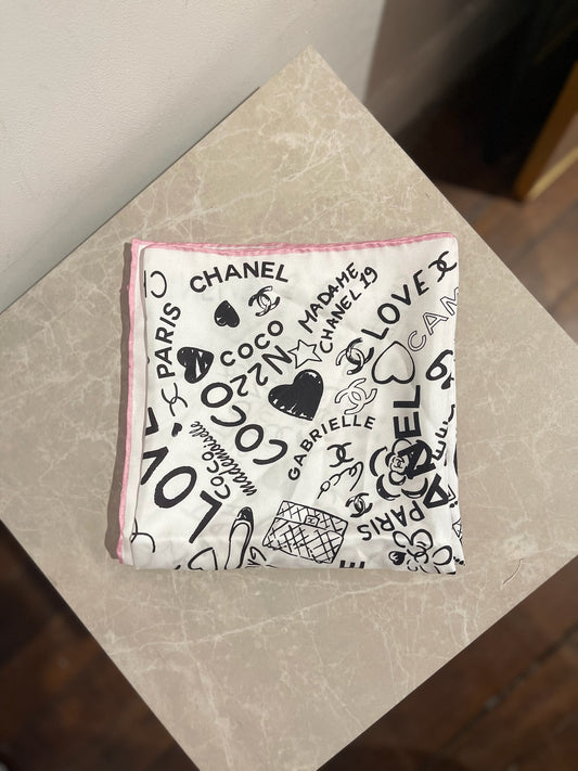 Foulard Chanel 90 blanc