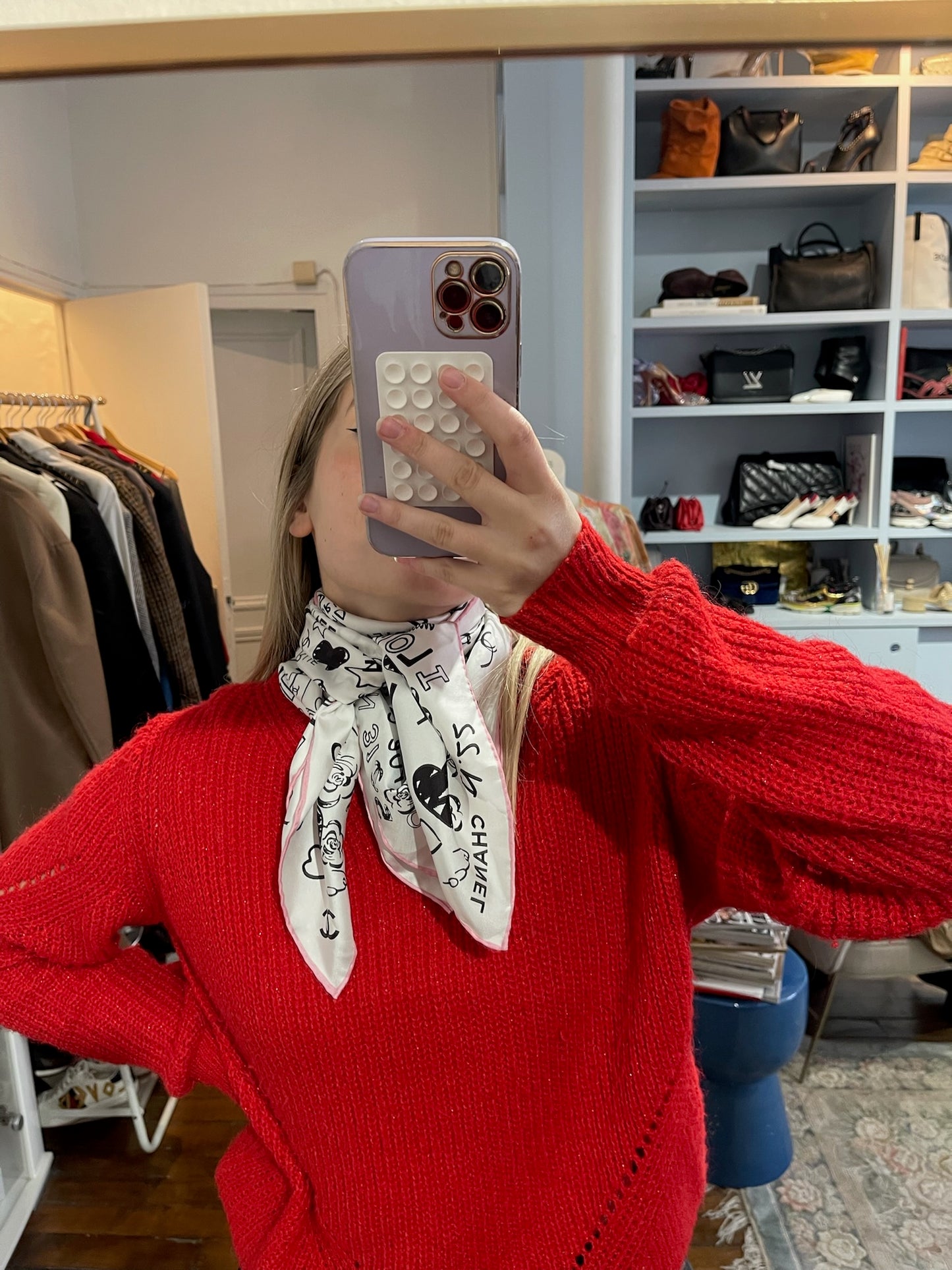 Foulard Chanel 90 blanc