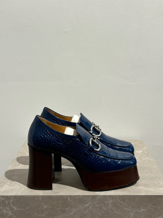 Mocassins Gucci bleus T.39.5