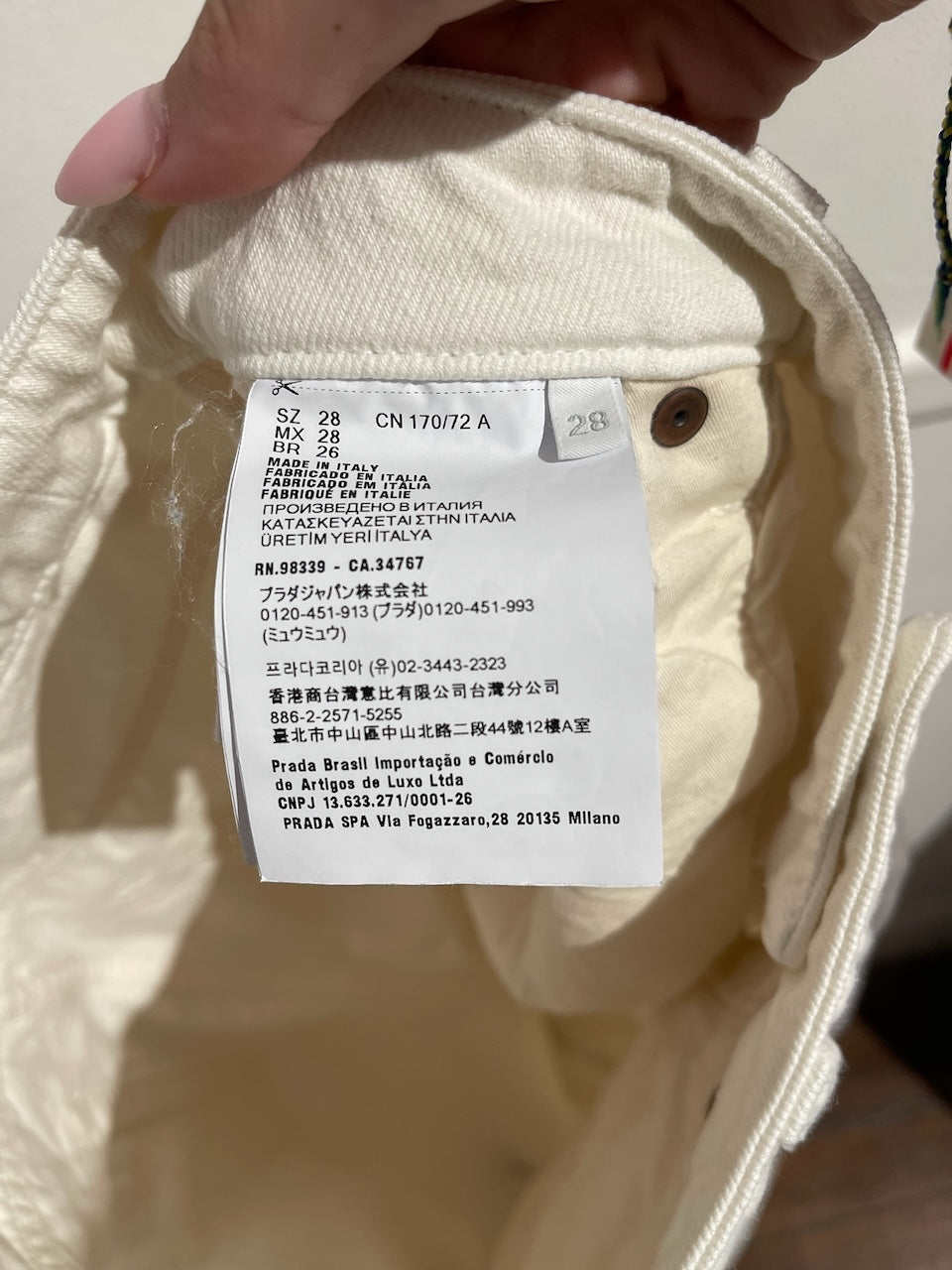 Jeans Prada loose blanc T.28