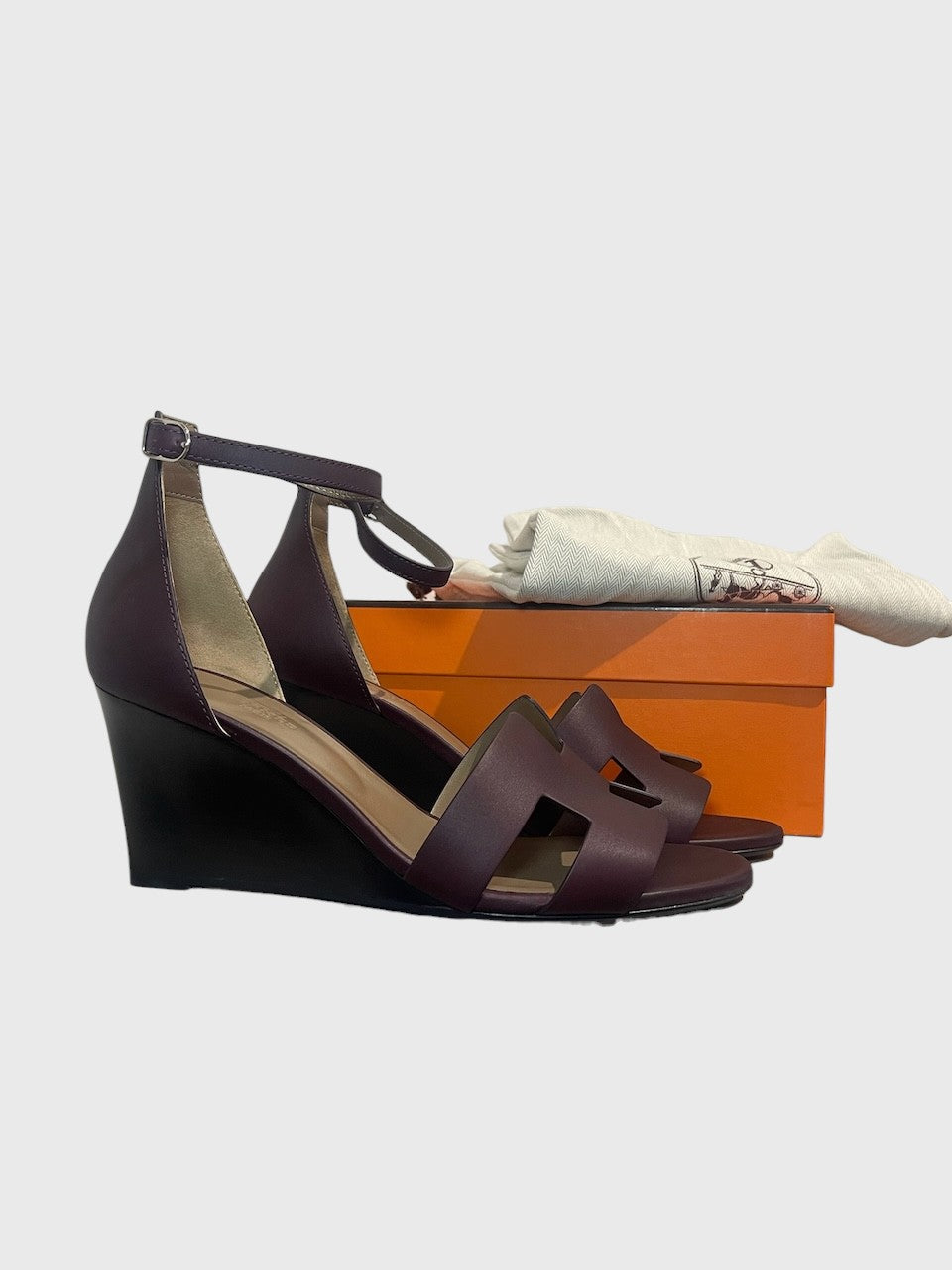 Sandales Hermès Legend bordeaux T.40,5