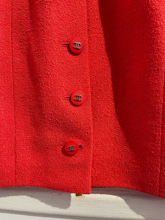 Jupe Chanel rouge corail T.38