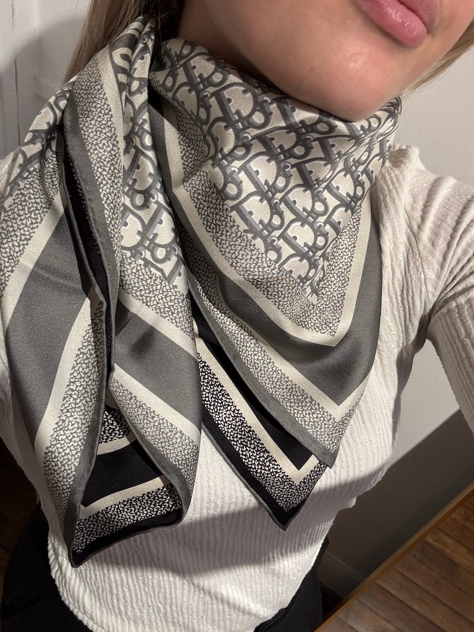 Carré Dior Oblique 90 double gris/noir