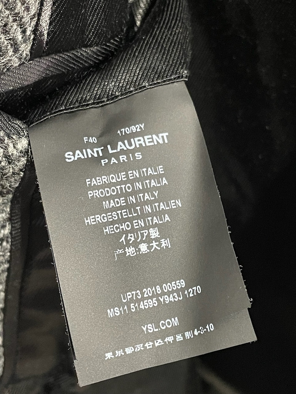 Manteau Saint Laurent gris T.40