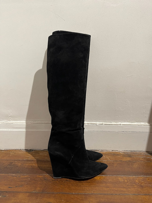 Bottes Saint Laurent Daim Noir T.37,5