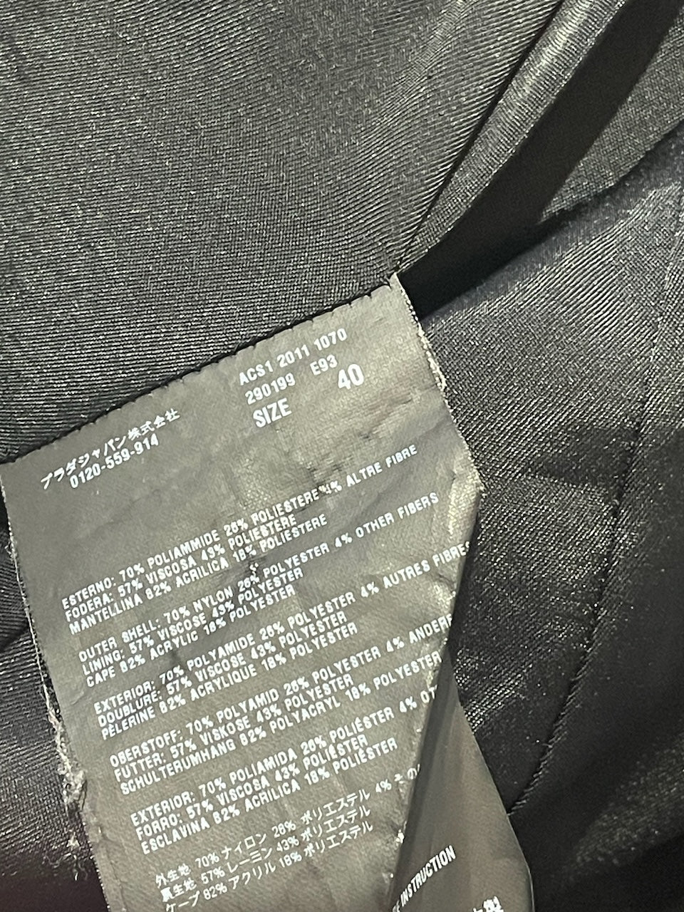 Veste Prada noire T.36