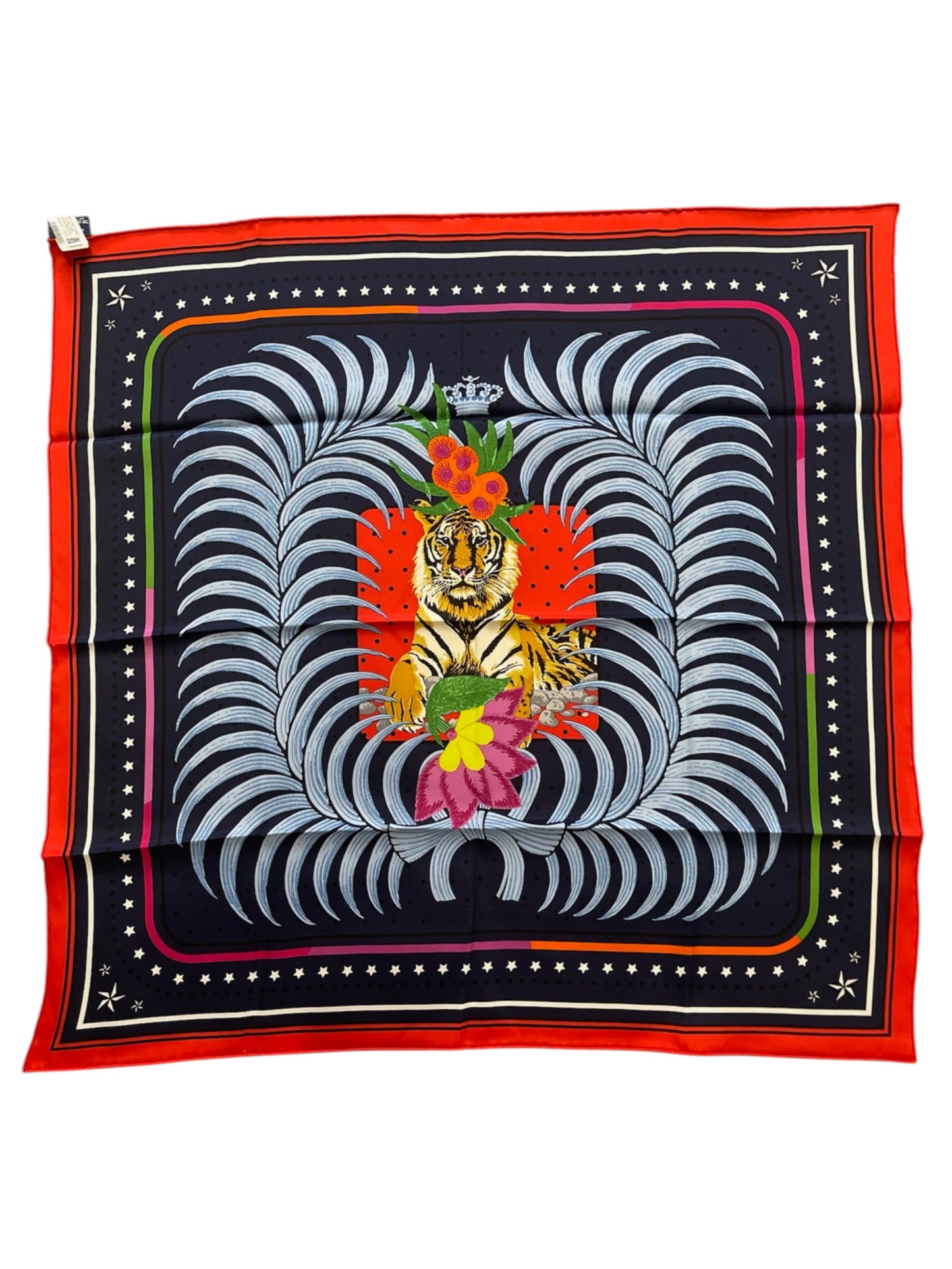 Foulard 70 Hermès Tigre Royal Fleuri