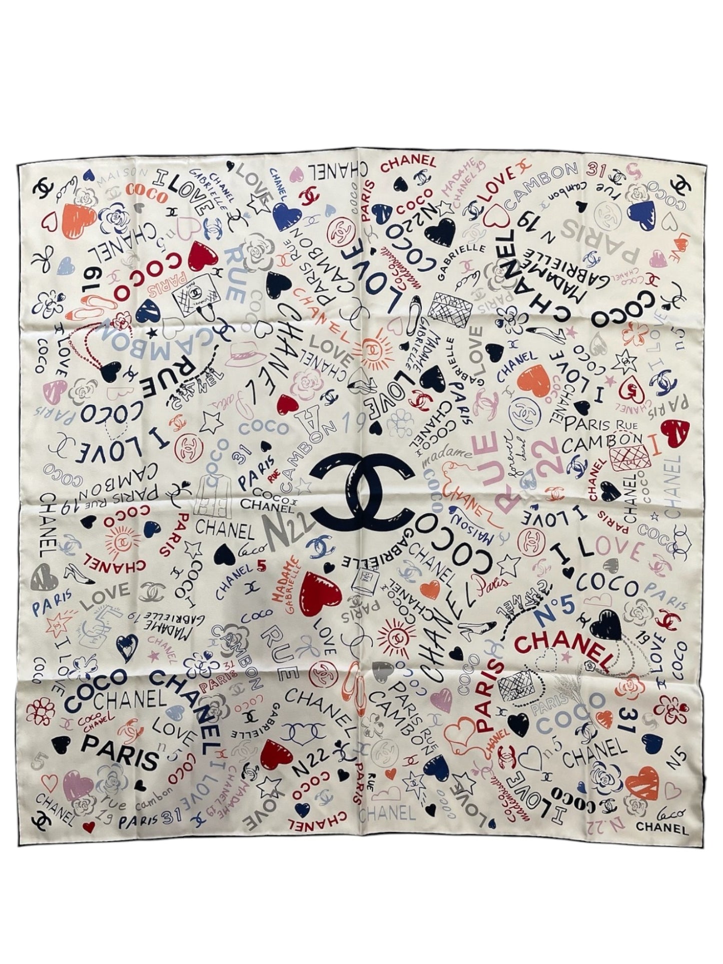 Foulard 90 Chanel blanc Love