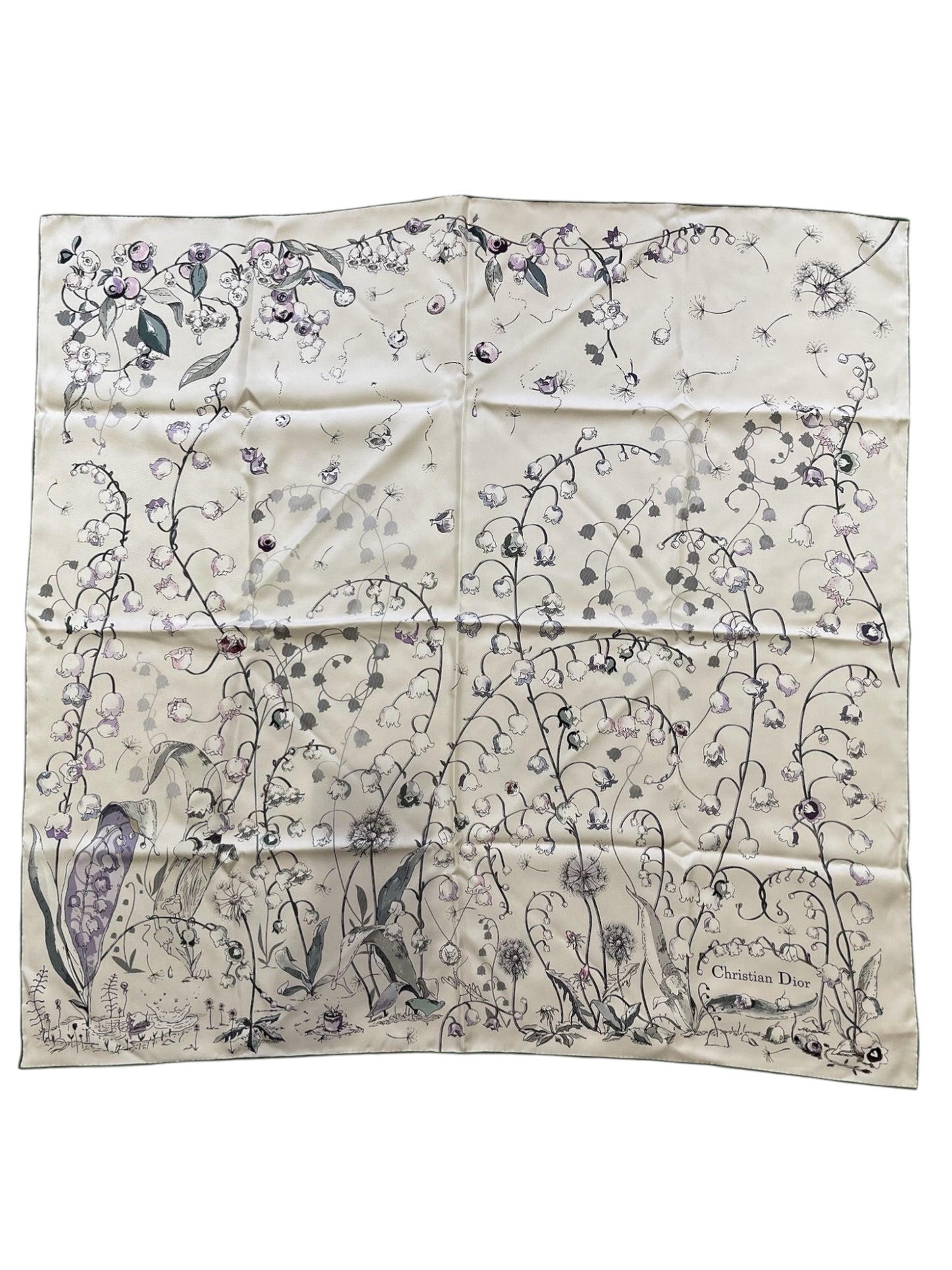 Foulard Dior blanc à fleurs