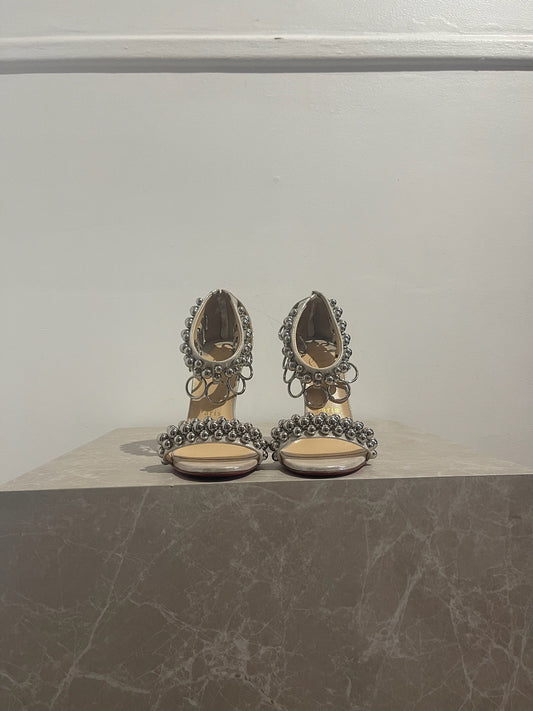 Sandales Christian Louboutin argentées T.36,5