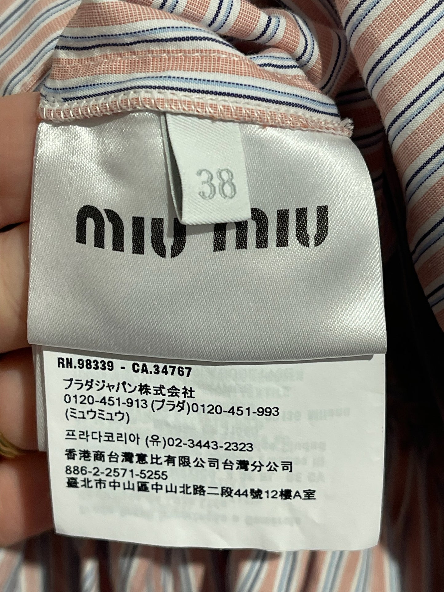 Robe Miu Miu rayée T.34