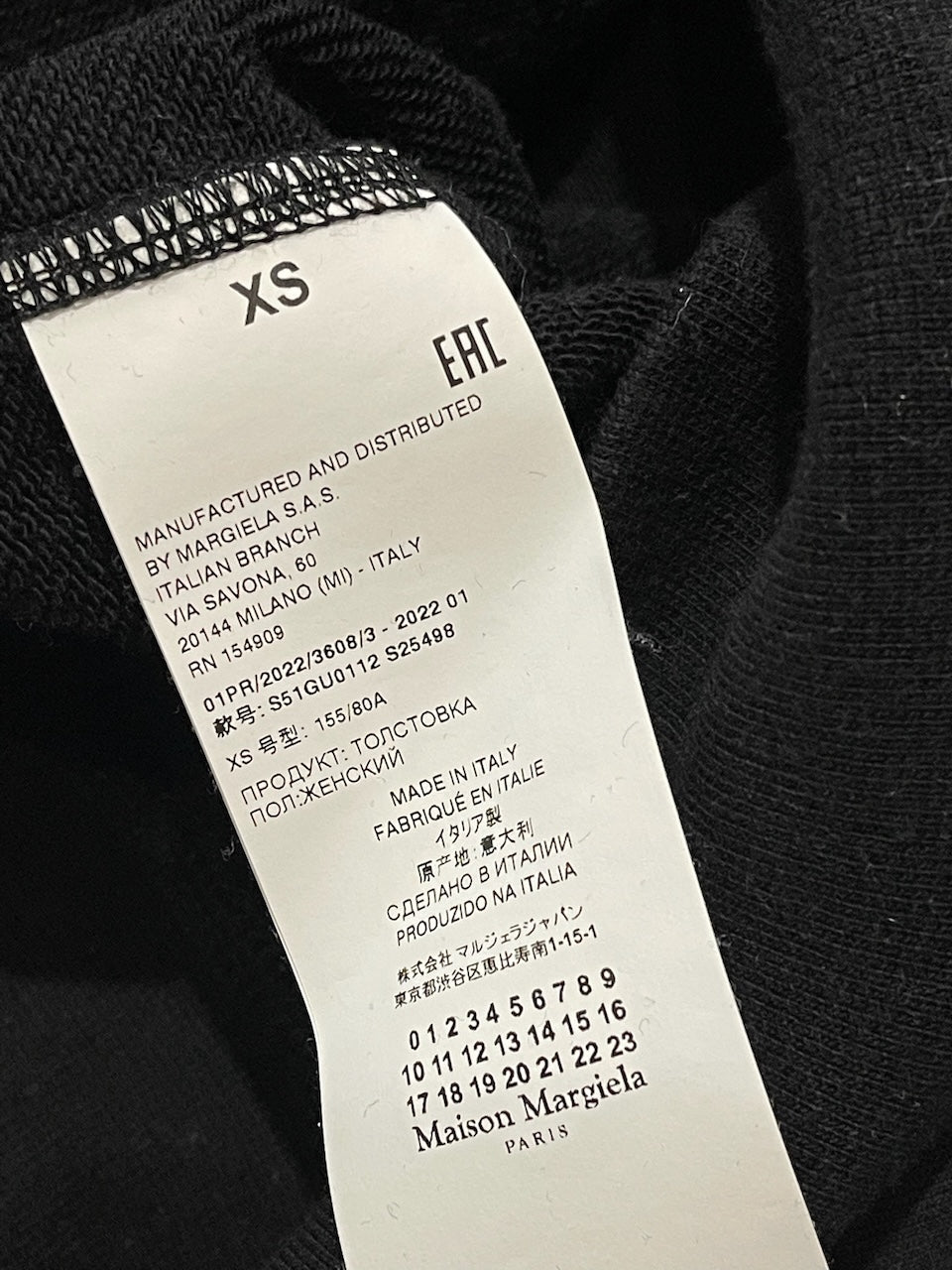 Sweat Maison Margiela noir T.XS