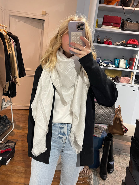 Châle Christian Dior gris perle