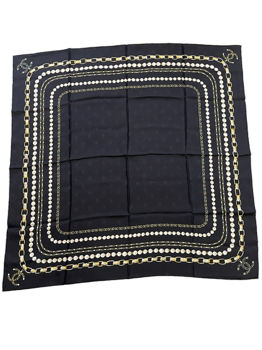 Foulard Chanel noir et bleu