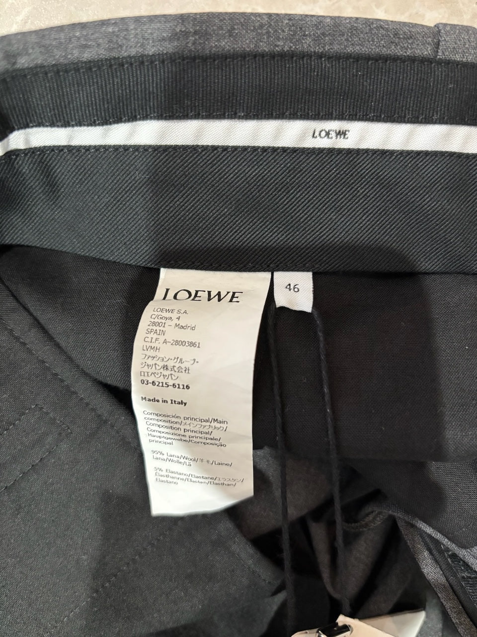 Pantalon Loewe gris T.46 NEUF