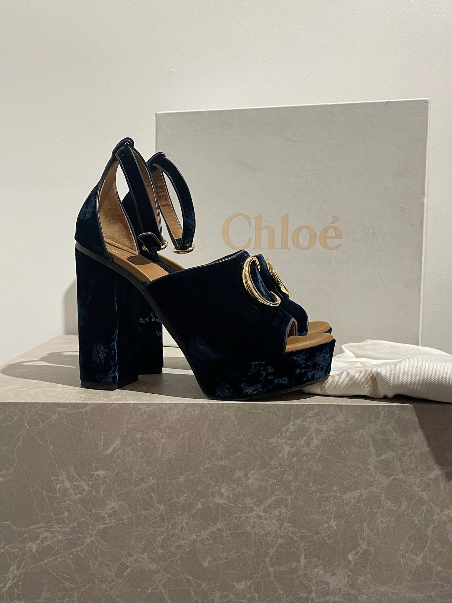 Sandales Chloé bleu nuit T.38