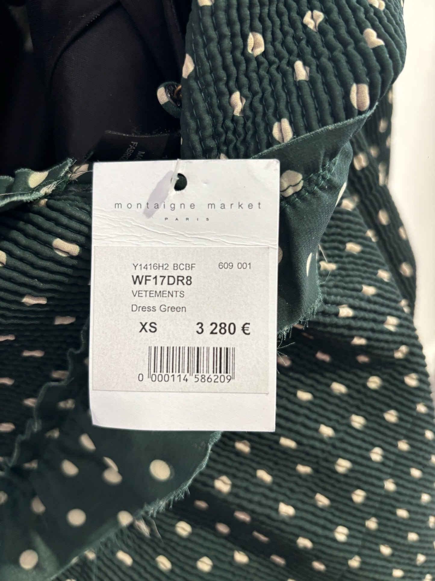 Robe VETEMENTS Vert T.XS Neuve