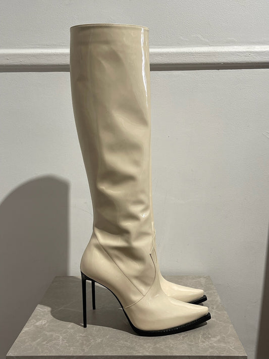 Bottes cuissardes Saint Laurent écru T.40